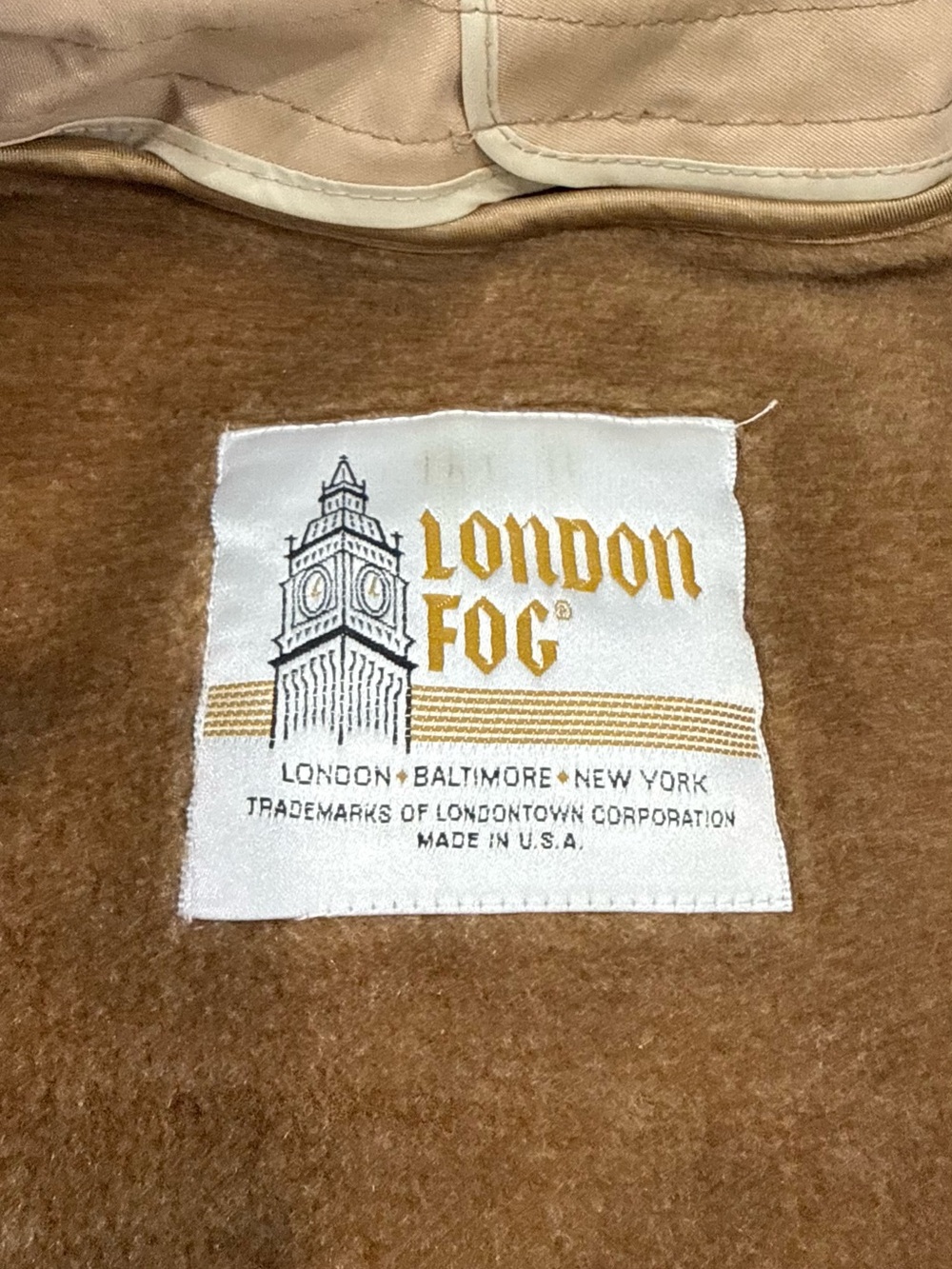 Vintage London Fog Maincoat Trench Coat Women’s 12 Regular Tan Belted Zip Liner - Picture 12 of 16